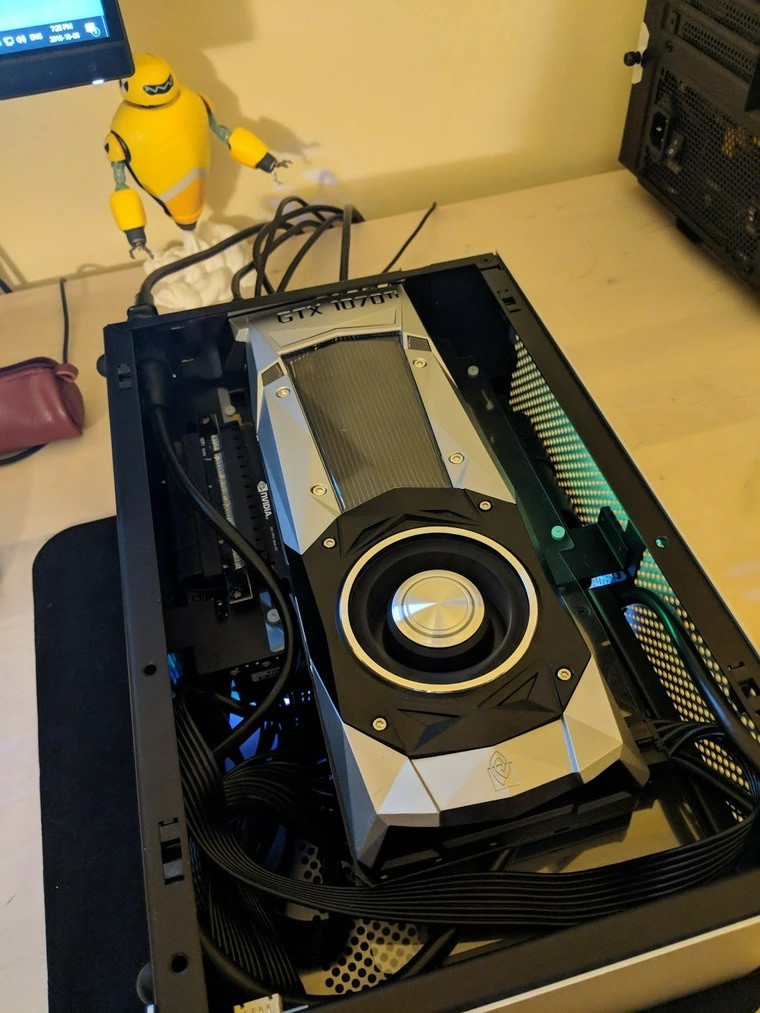 An image with caption: GTX 1070 Ti Founders Edition