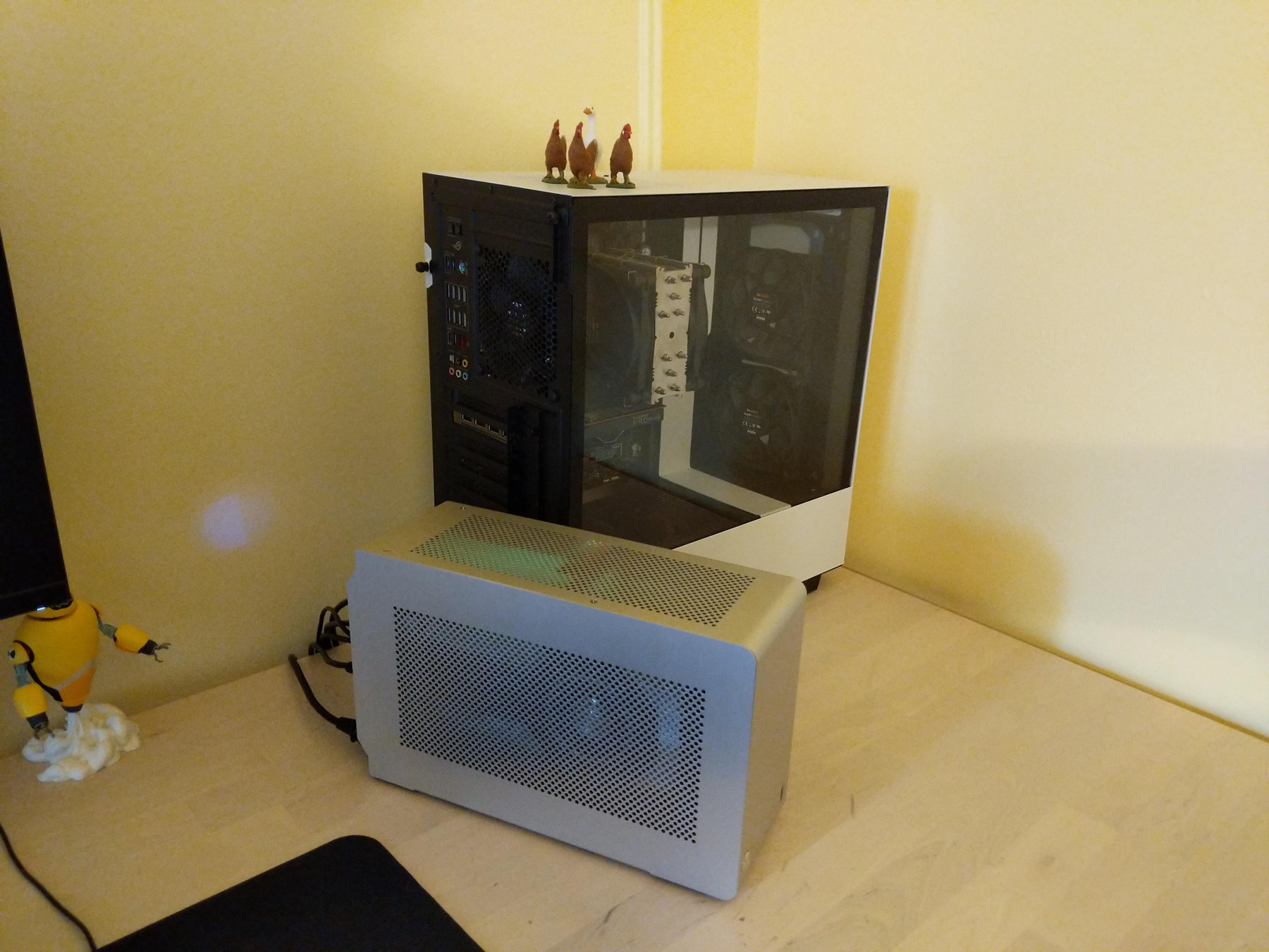 An image with caption: “Don’t talk to me or my son again” (SFX is Dan A4, ATX is NZXT H500)